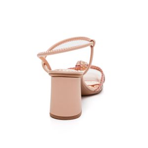 Sandália Dakota De Salto Bloco Feminina Brilhos E Nó Y7933-04 Rosa