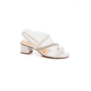 Sandália Mississipi Salto Bloco Feminina Strass Mi682-03 Branco
