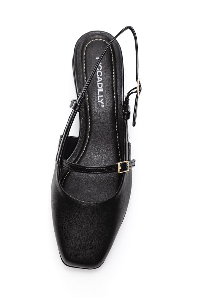 y414185　レディース　BLK M Sapato Piccadilly Slingback Feminino Fivela 160084 Preto