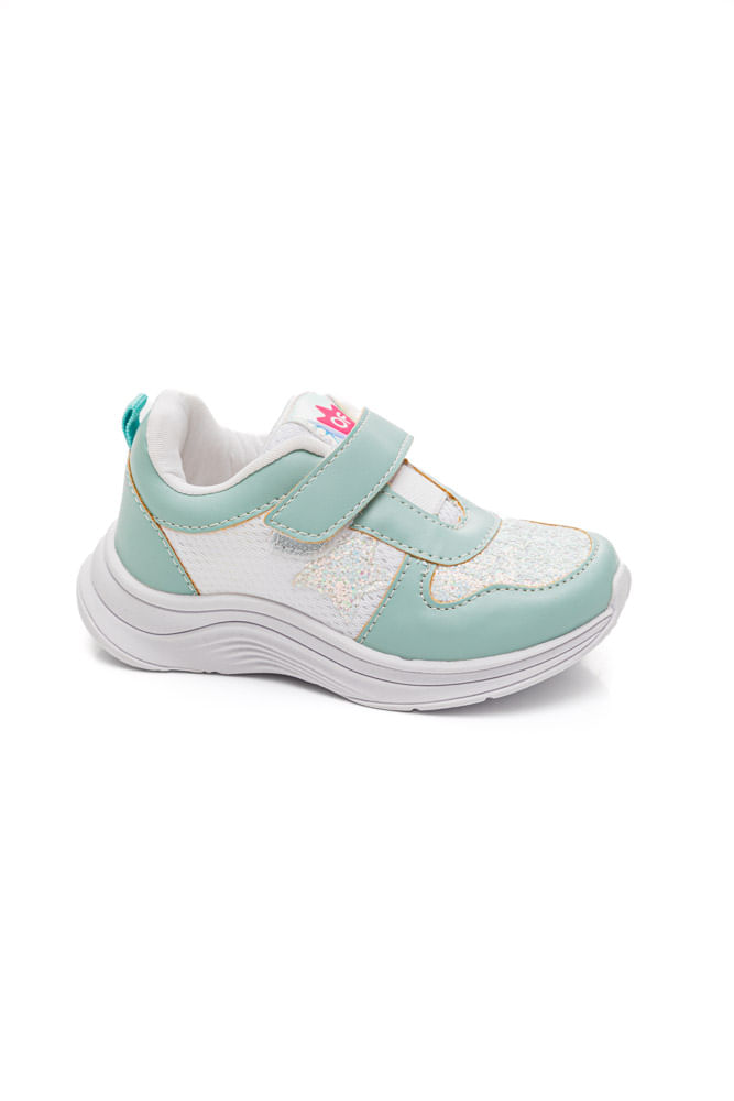 Tênis Ortofino Casual Infantil Menina Velcro Verde Claro