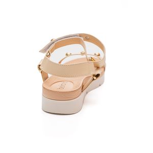 Sandália Beira Rio Salto Baixo Feminina Pin Dourado 8387.537 Off-White