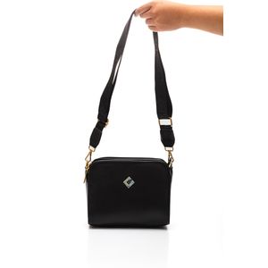 Bolsa Couribi  Crossbody Feminina  Couro Alça Em Gorgurão 2276 Preto