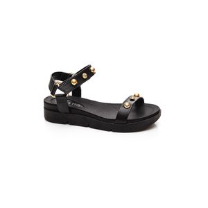 Sandália Beira Rio Salto Baixo Feminina Pin Dourado 8387.537 Preto