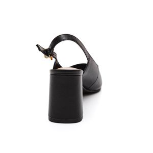 Sapato  Loucos E Santos Slingback Feminino Salto Bloco Couro L22234001 Preto