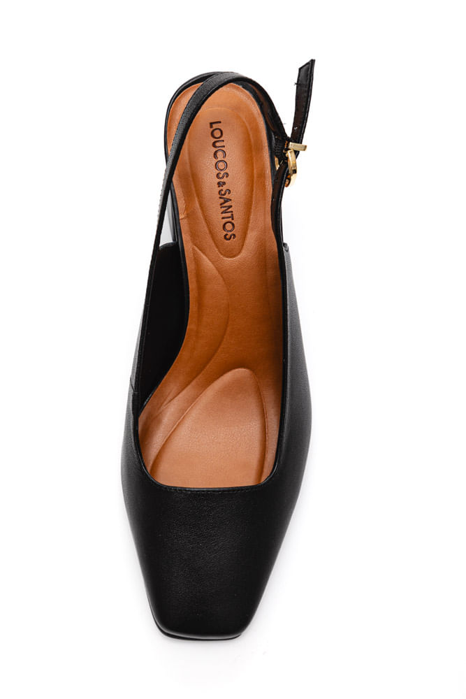 Scarpin Salto Bloco Scarpin Couro Loucos E Santos Sapato Loucos E