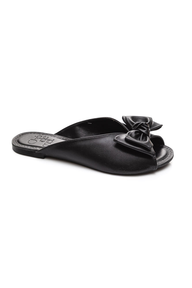 Chinelo Chá De Mel Rasteira Feminina Laço 1107 Preto