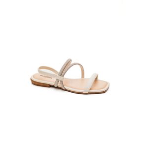 Sandália Mississipi Rasteira Feminina Strass Mb752-03 Off-White