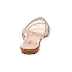 Sandália Mississipi Rasteira Feminina Strass Mb752-03 Off-White