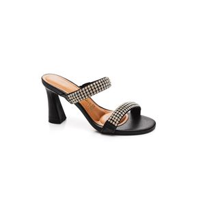 Tamanco Vizzano Salto Pilar Feminio Strass 6517.101 Preto