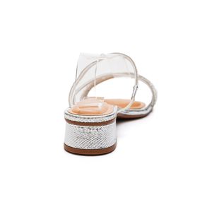 Tamanco Vizzano Salto Baixo Feminino Tiras Strass 6454.221 Prata