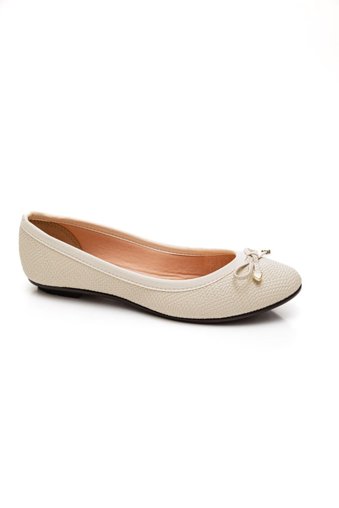 Sapatilha Moleca Casual Feminina Laço 5027.1423 Off-White
