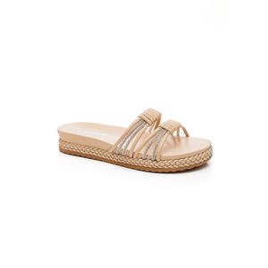 Tamanco Via Marte Casual Feminina Strass 101-009-01 Off-White
