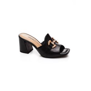 Tamanco Dakota De Salto Bloco Feminino Pedrarias Aplicadas Y7801-01 Preto