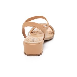 Sandália Campesi Salto Baixo Feminino Strass Cp401-02 Bege