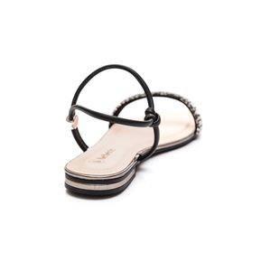 Sandália Bebecê Rasteira Feminina Strass T1028-478 Preto