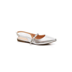 Sapatilha Chá De Mel Bico Fino Feminino Slingback 323.6501 Prata