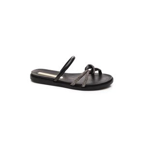 Chinelo Moleca Flat Feminino Com Strass 5443.232 Preto