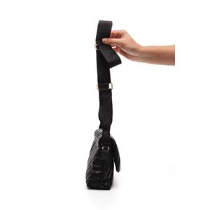 Bolsa Modare Tiracolo Feminina Acolchoada Gorgurão 70058. Preto
