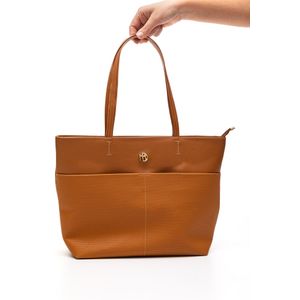 Bolsa Modare Tote Grande Feminina Entrelaçado 70016.6 Caramelo