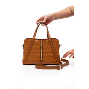 Bolsa Vizzano Tote Acolchoada Feminina Alça Dupla E Detalhe Corrente 10070.5 Caramelo