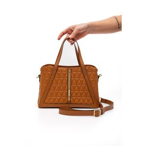 Bolsa Vizzano Tote Acolchoada Feminina Alça Dupla E Detalhe Corrente 10070.5 Caramelo