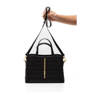 Bolsa Vizzano Tote Acolchoada Feminina Alça Dupla E Detalhe Corrente 10070.5 Preto