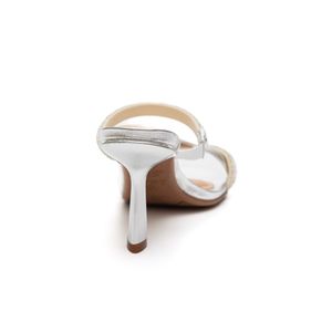 Tamanco Beira Rio Salto Alto Feminino Strass 8545.302 Prata