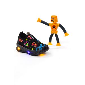 Tênis Novopé Infantil Menino Led Fantasy Pipe Com Robôzinho 30001278-3619 Preto