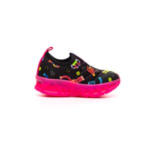 Tênis Novopé Infantil Menina Led Fantasy Pipe Com Robôzinho 30001278-3620 Preto