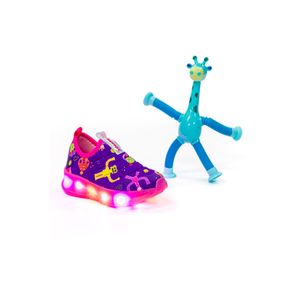 Tênis Novopé Infantil Menina Led Fantasy Pipe Com Robôzinho 30001278- Roxo