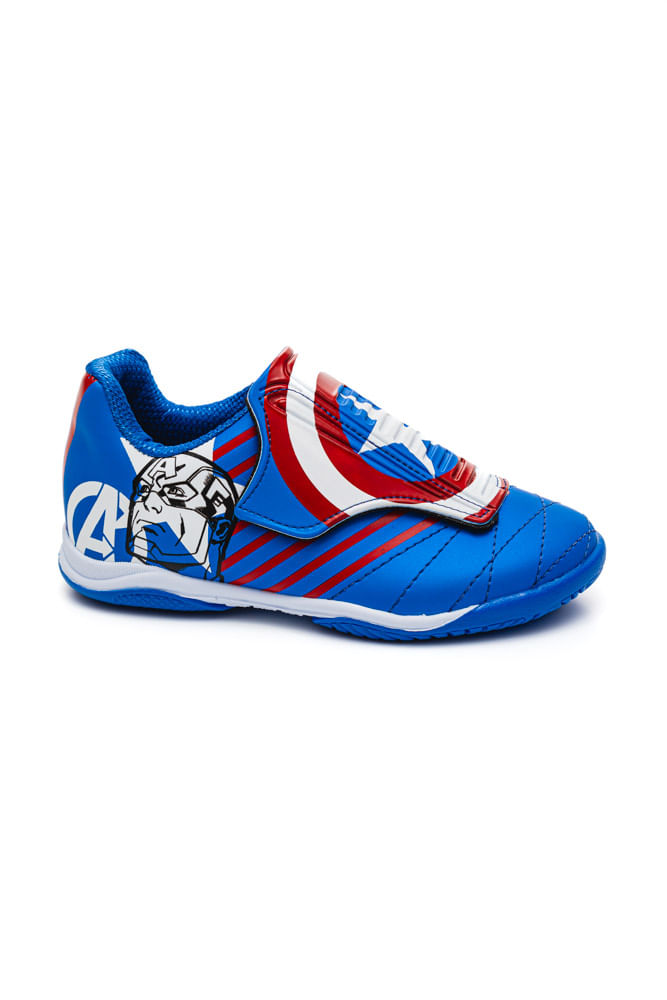 Kit-Dray-Chuteira---Bola-Futsal-Infantil-Menino-Marvel-Capitao-America-4700-Azul