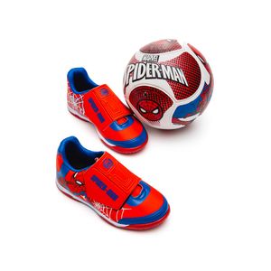 Kit Dray Chuteira + Bola Futsal Infantil Menino Marvel Homem Aranha 4702 Vermelho