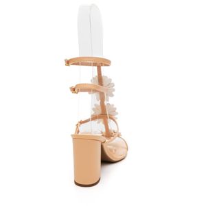 Sandália Chá De Mel Gladiadora Feminina Salto Alto Flor 014-06 Off-White