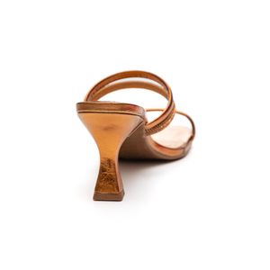 Tamanco Via Marte Salto Médio Feminino Strass 105-011-01 Cobre
