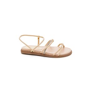 Sandália Raquel Dias Rasteira Feminina Strass T711727 Off-White