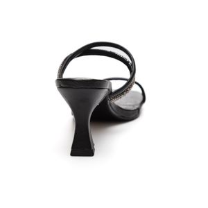 Tamanco Via Marte Salto Médio Feminino Strass 105-011-01 Preto