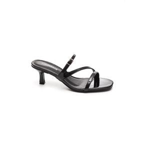 Tamanco Via Marte Salto Médio Feminino Fivela 103-001-01 Preto