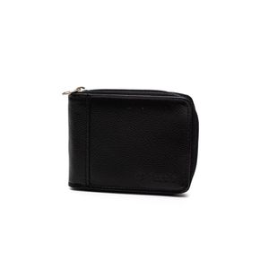 Carteira De Couro Fasolo Com Zíper Capretto H014-143 Preto