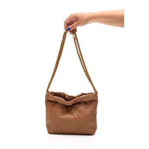 Bolsa Via Marte Ombro Feminina Pequena Corrente B1-138-01 Caramelo