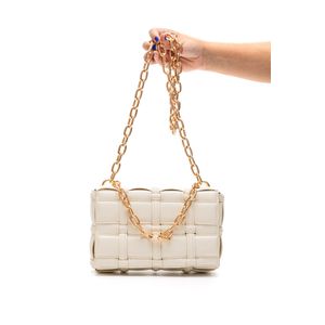 Bolsa Via Marte Tiracolo Feminina Tressê Média B1-149-01 Off-White