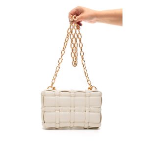 Bolsa Via Marte Tiracolo Feminina Tressê Média B1-149-01 Off-White