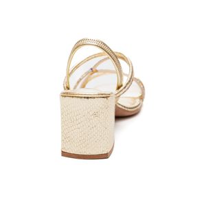 Sandália Mississipi De Salto Bloco Feminina Croco Metalizada Mc261-01 Ouro