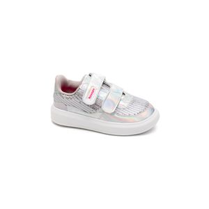 Tênis Novope Velcro Infantil Menina Lantejoulas 98001278 Prata
