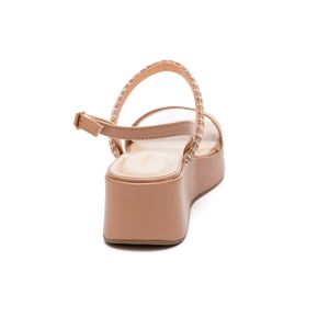 Sandália Via Marte Plataforma Feminina Strass 167-013-0 Bege