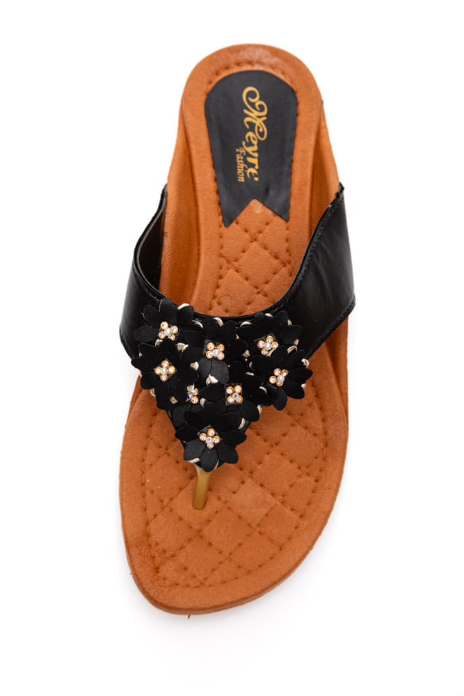 Chinelo-Meyre-Rasteira-Fem.inina-Flores-S384-Preto