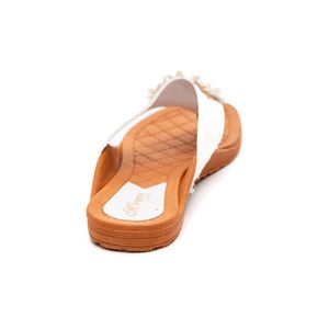 Chinelo Meyre Rasteira Feminina Flores S384 Branco