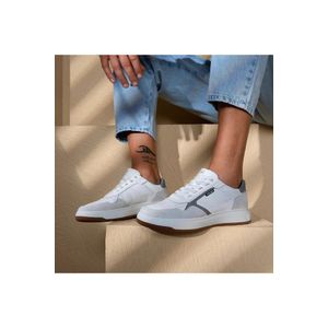 Tênis Casual Pegada Masculino Em Couro Ways 111704-02 Branco