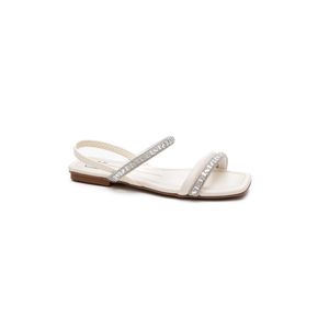 Sandália Moleca Rasteira Feminina Com Strass 5462.111 Off-White
