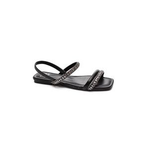 Sandália Moleca Rasteira Feminina Com Strass 5462.111 Preto