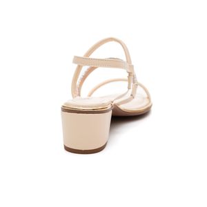 Sandália Beira Rio Salto Médio Feminina Strass 8379 Off-White